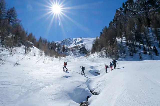 Beautiful backcountry skiing in Queyras, French Alps, France Europe