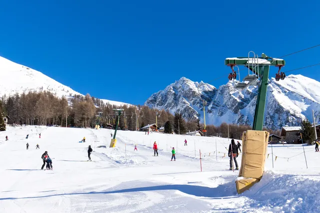 Ski resort with track and ski lift