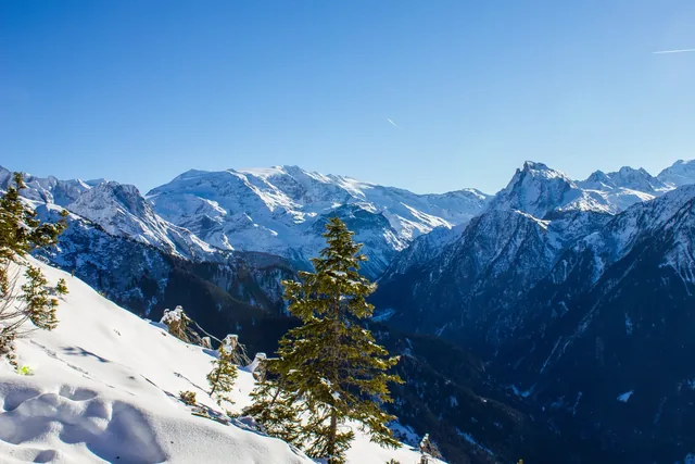 View of Mountains above Champagny en Vanoise, French Alps