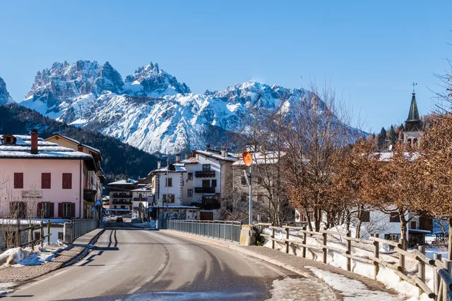 Forni di Sopra winter. Ancient mountain village. Pearl of the Friulian Dolomites