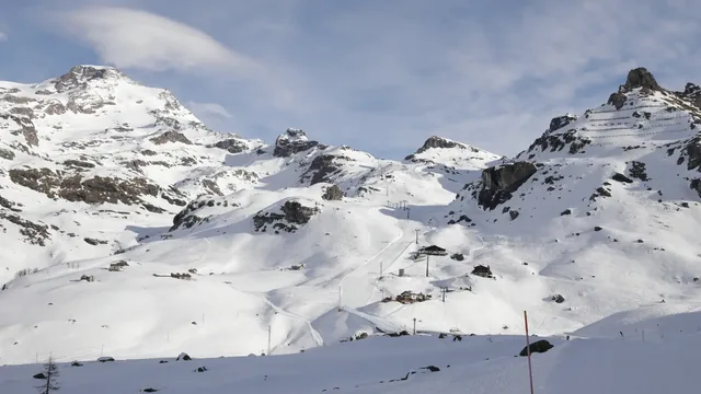 Monterosa ski resort, Gressoney in Italy. Slope in Staffal on the way to Alagna.
