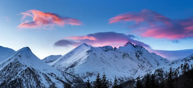 Beautiful view from the ski slopes of Heiligenblut, Glosslockner- Austria.