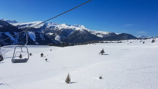 A panoramic view on the snow covered slopes of Innerkrems, Austria