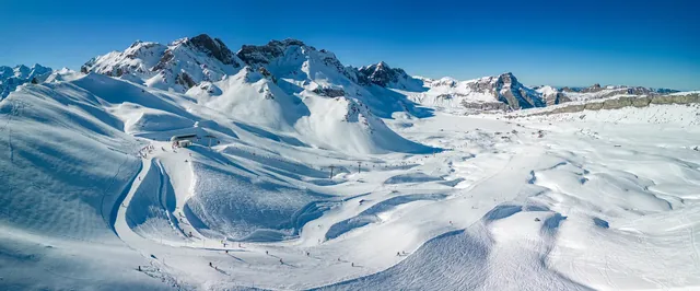 Ski slopes and mountains, Melchsee-Frutt mountain resort village, Switzerland