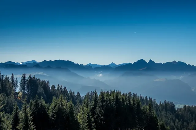 Landscape panoramic view of the swiss Alps, shot on the Moleson mountain, Fribourg, Switzerland