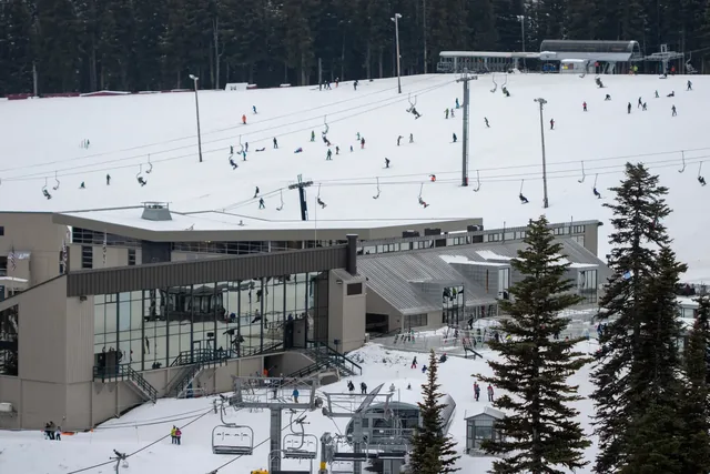 Mt Hood, OR, USA - Dec 27, 2023: Mount Hood Meadows ski resort in Oregon on a winter day.