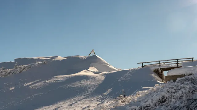 ski resort in the mountains. Rochers de Naye in Switzerland.