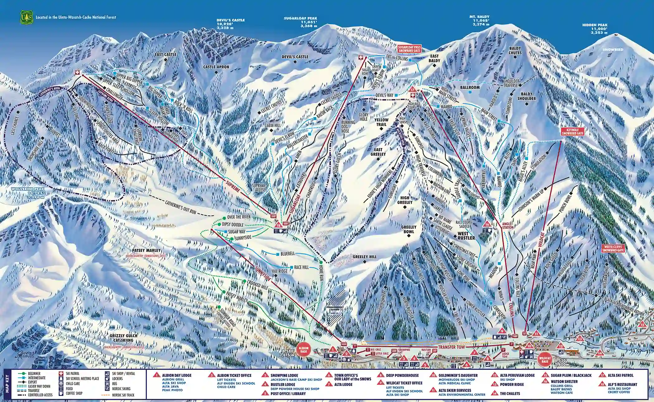 Схема склонов курорта Альта