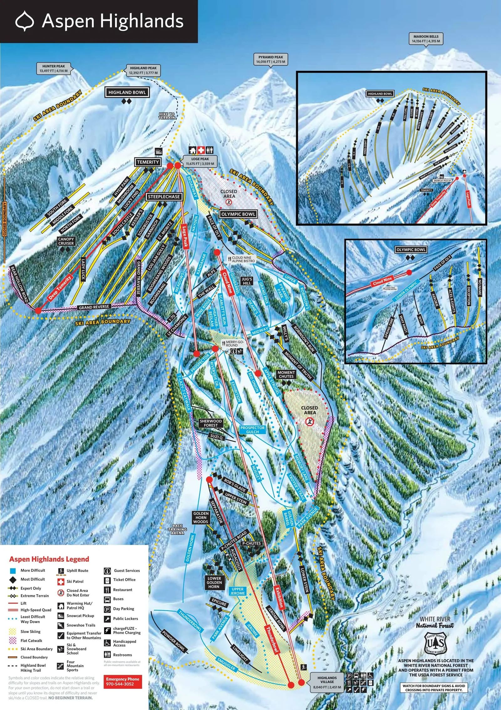 Aspen Highlands ski resort trail map