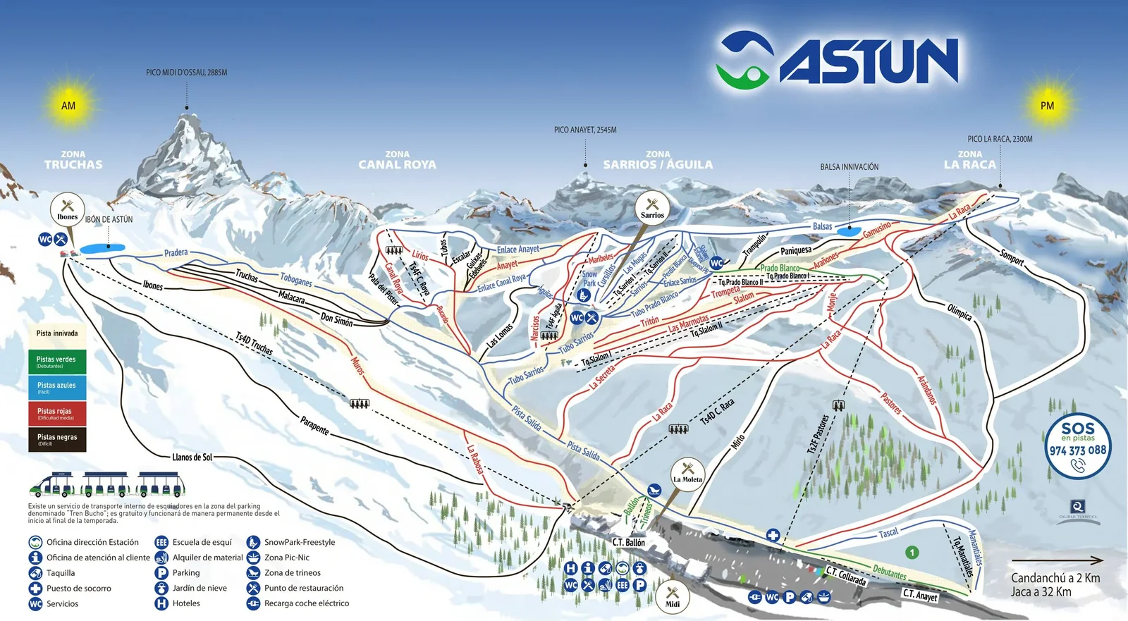 Astún ski resort trail map