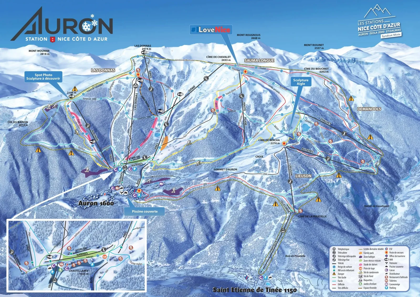 Схема склонов курорта Auron (Сент-Этьен-де-Тине)