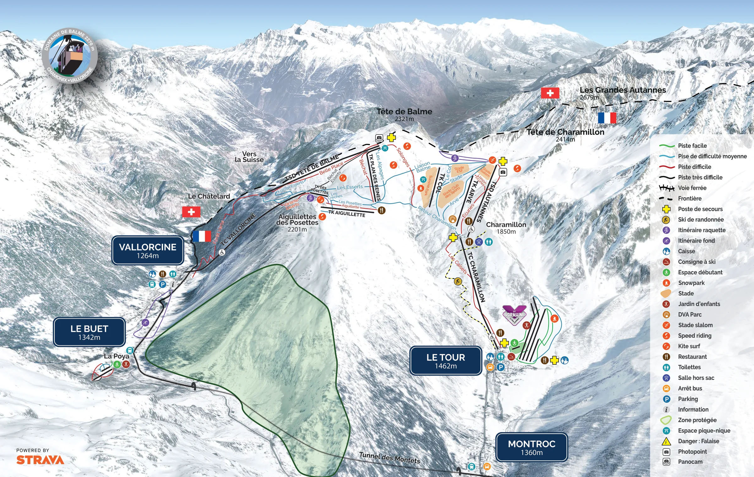 Mapa tras ośrodka Balme/Les Autannes - Vallorcine/Le Tour