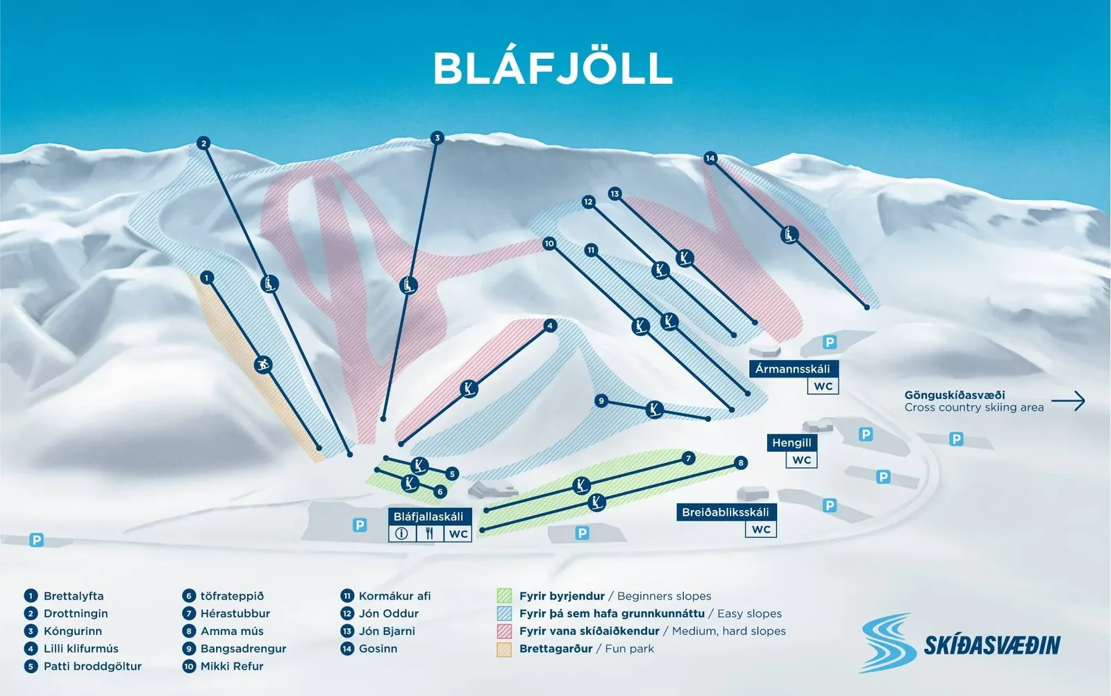 Bláfjöll ski resort trail map