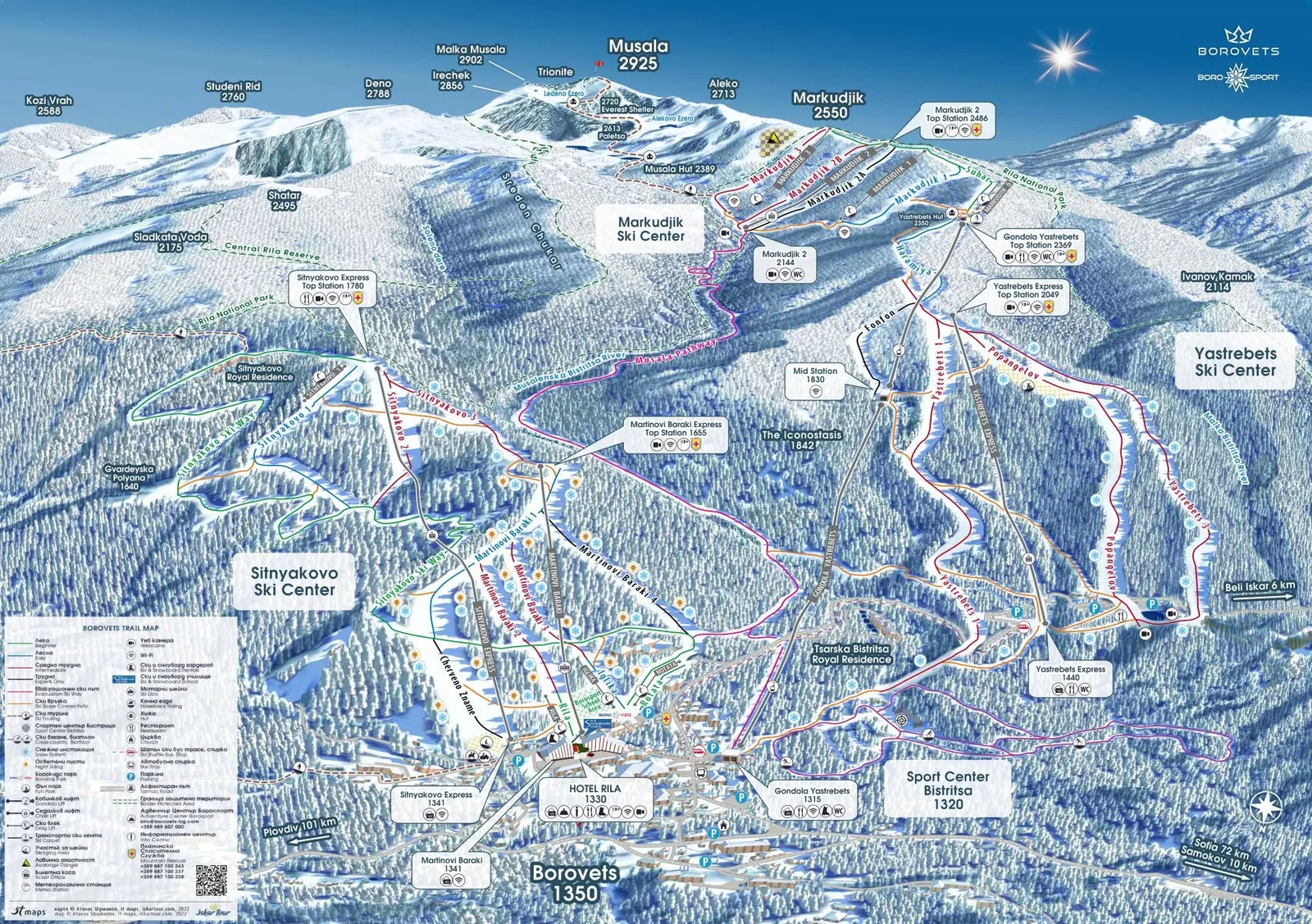 Borovets ski resort trail map