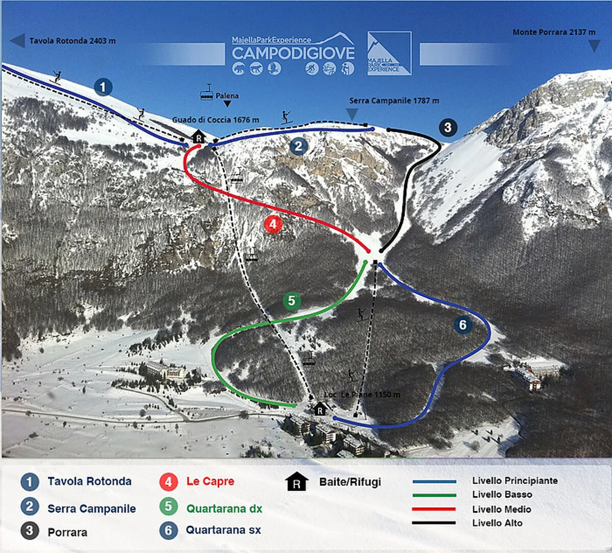 Campo di Giove - Majella occidentale ski resort trail map