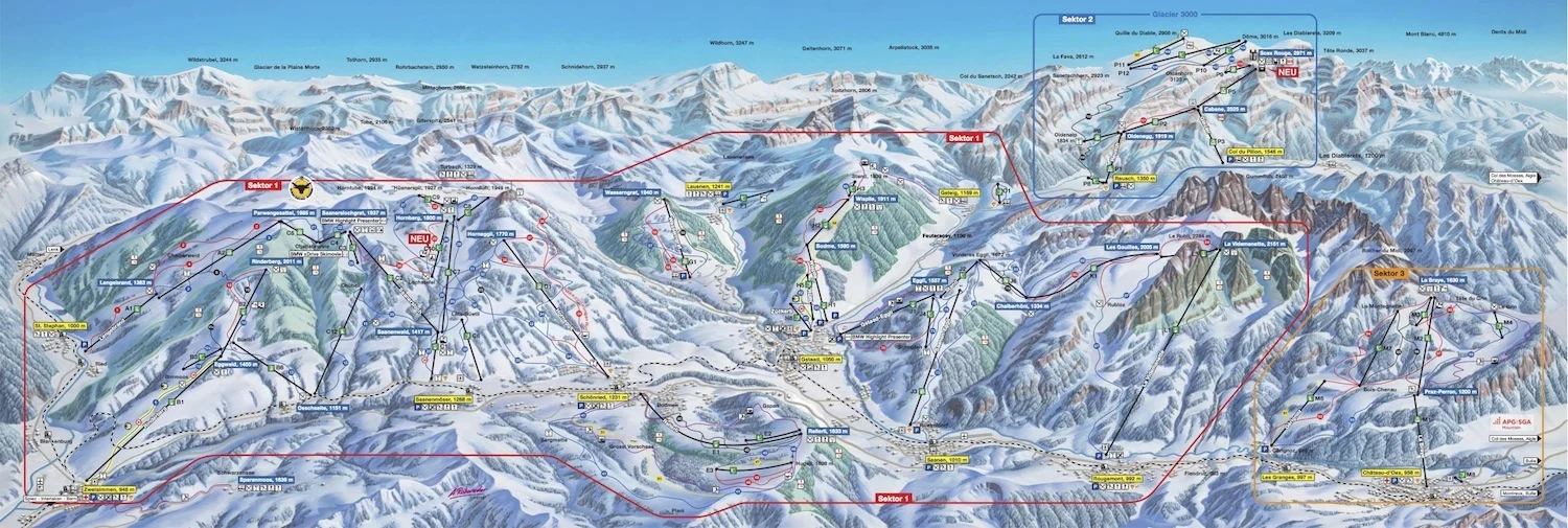 Eggli/La Videmanette - Gstaad/Saanen/Rougemont ski resort trail map