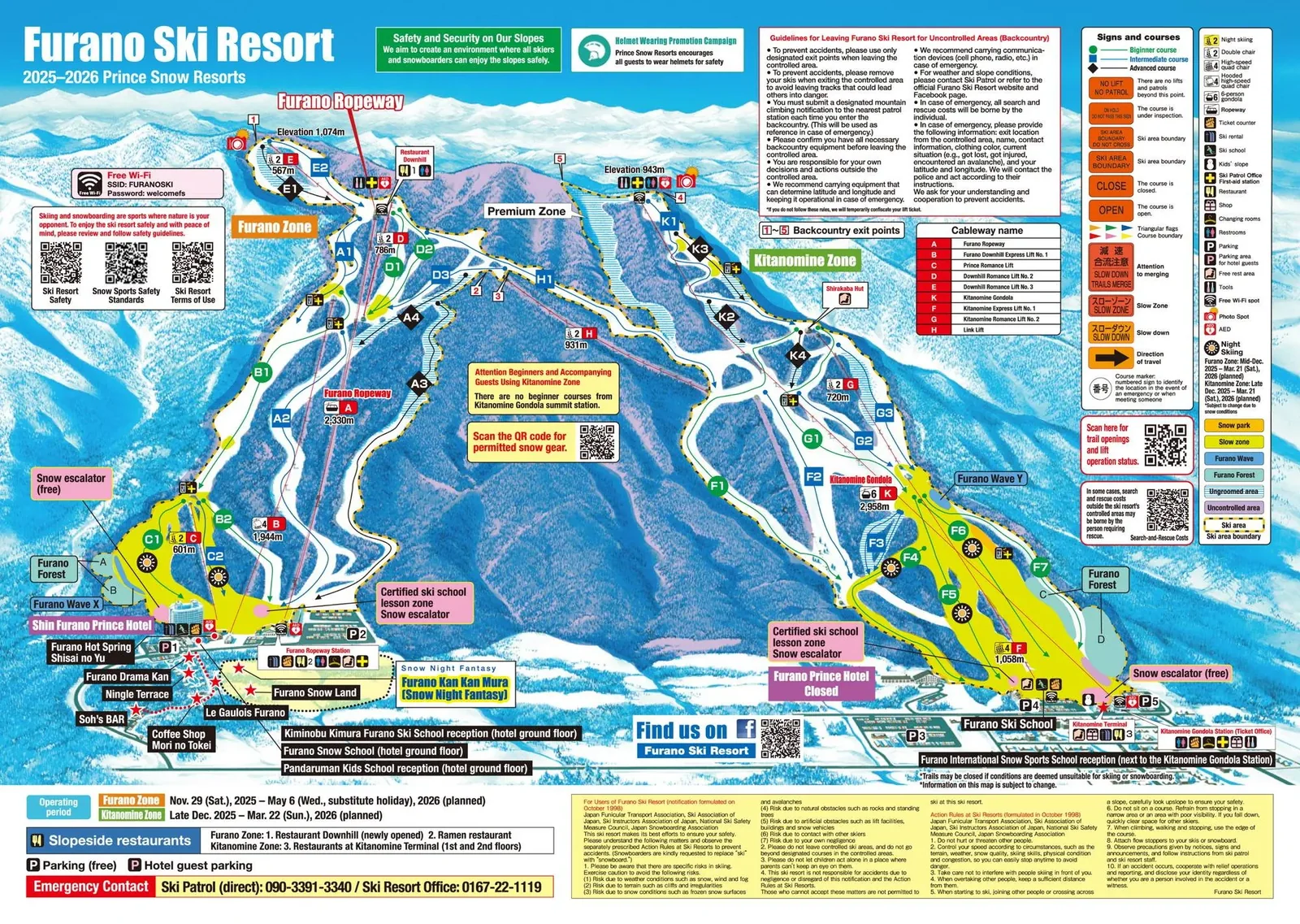 Furano ski resort trail map