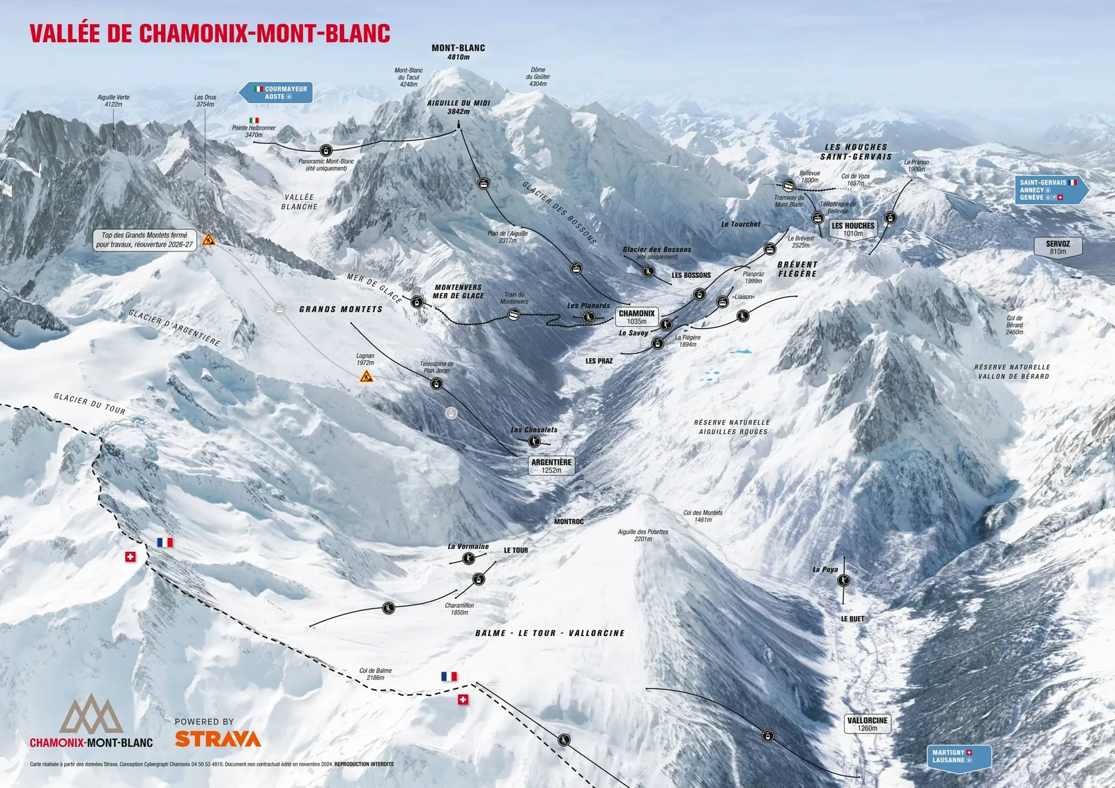 Схема склонов курорта Grands Montets - Argentière (Chamonix)