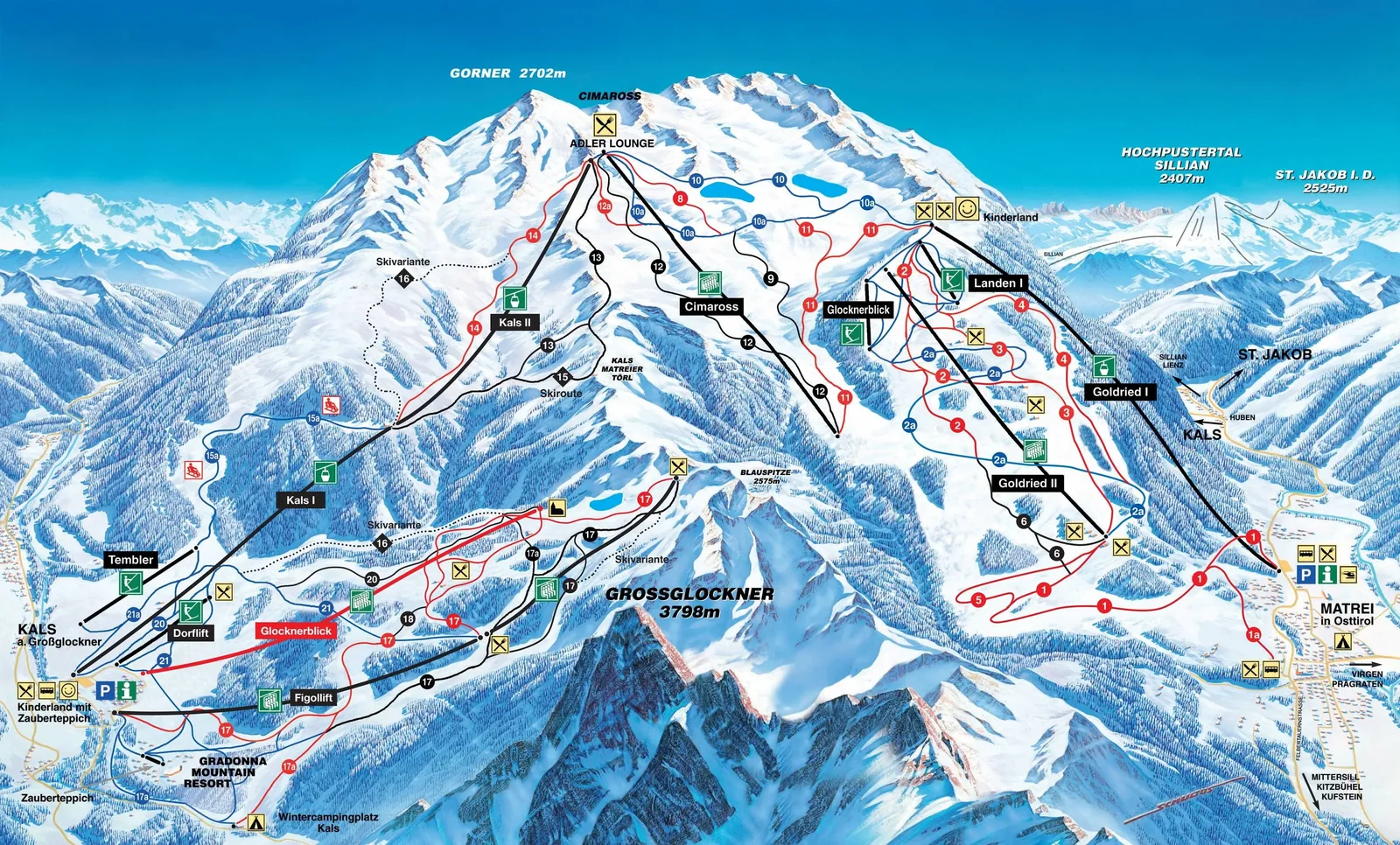 Схема склонов курорта Großglockner Resort Kals-Matrei