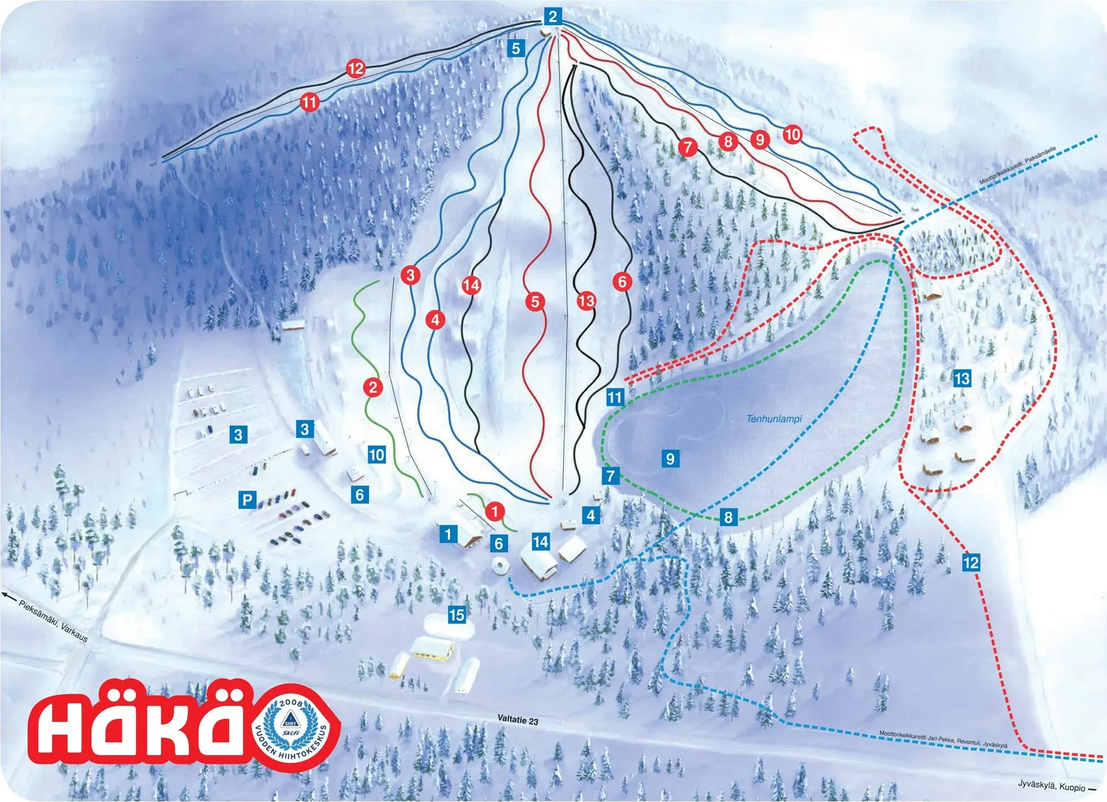 Häkärinteet ski resort trail map
