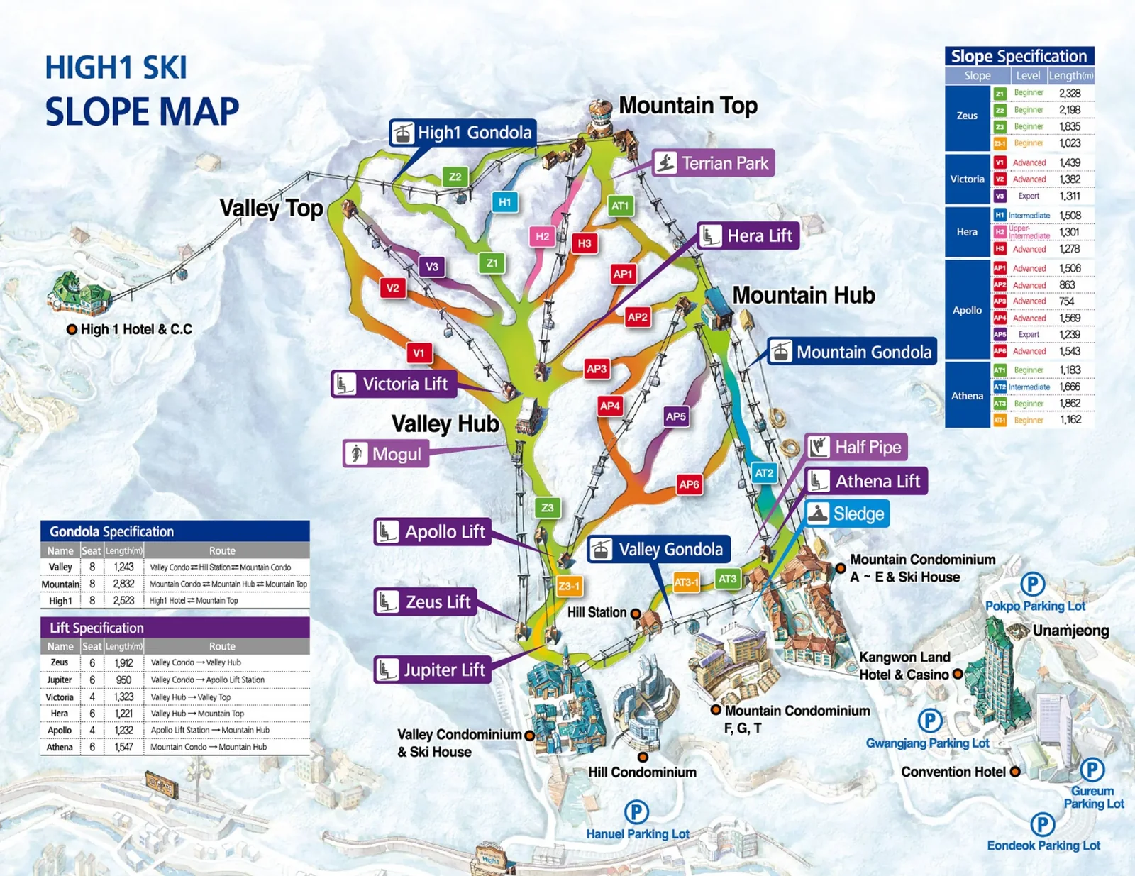 High1 Resort ski resort trail map