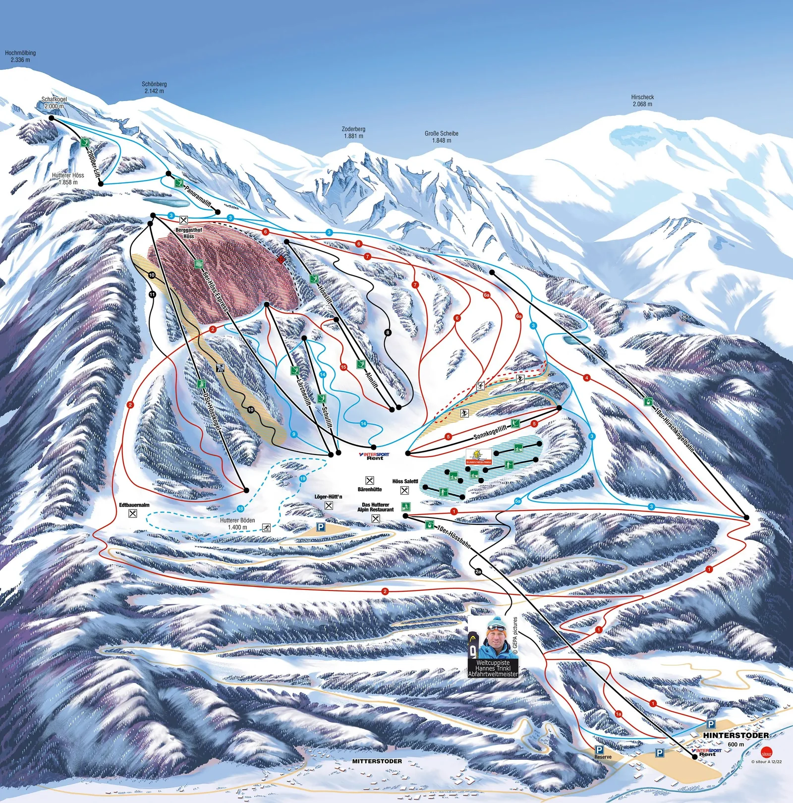 Hinterstoder - Höss ski resort trail map