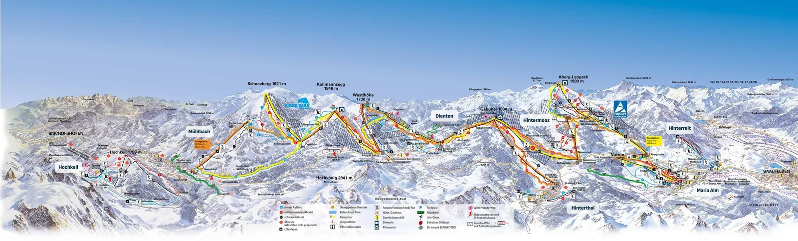 Hochkönig - Maria Alm/Dienten/Mühlbach ski resort trail map