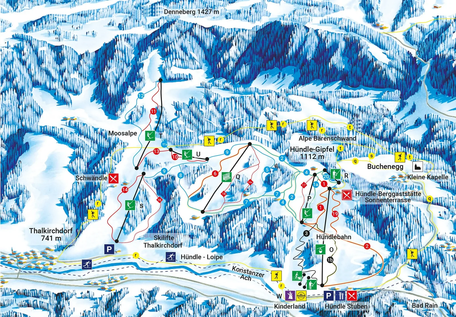 Hündle/Thalkirchdorf (Oberstaufen) ski resort trail map