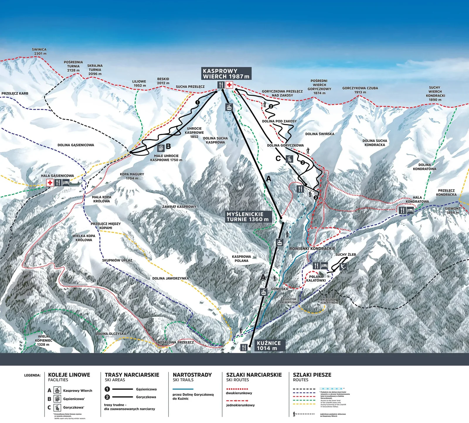 Схема склонов курорта Kasprowy Wierch - Zakopane