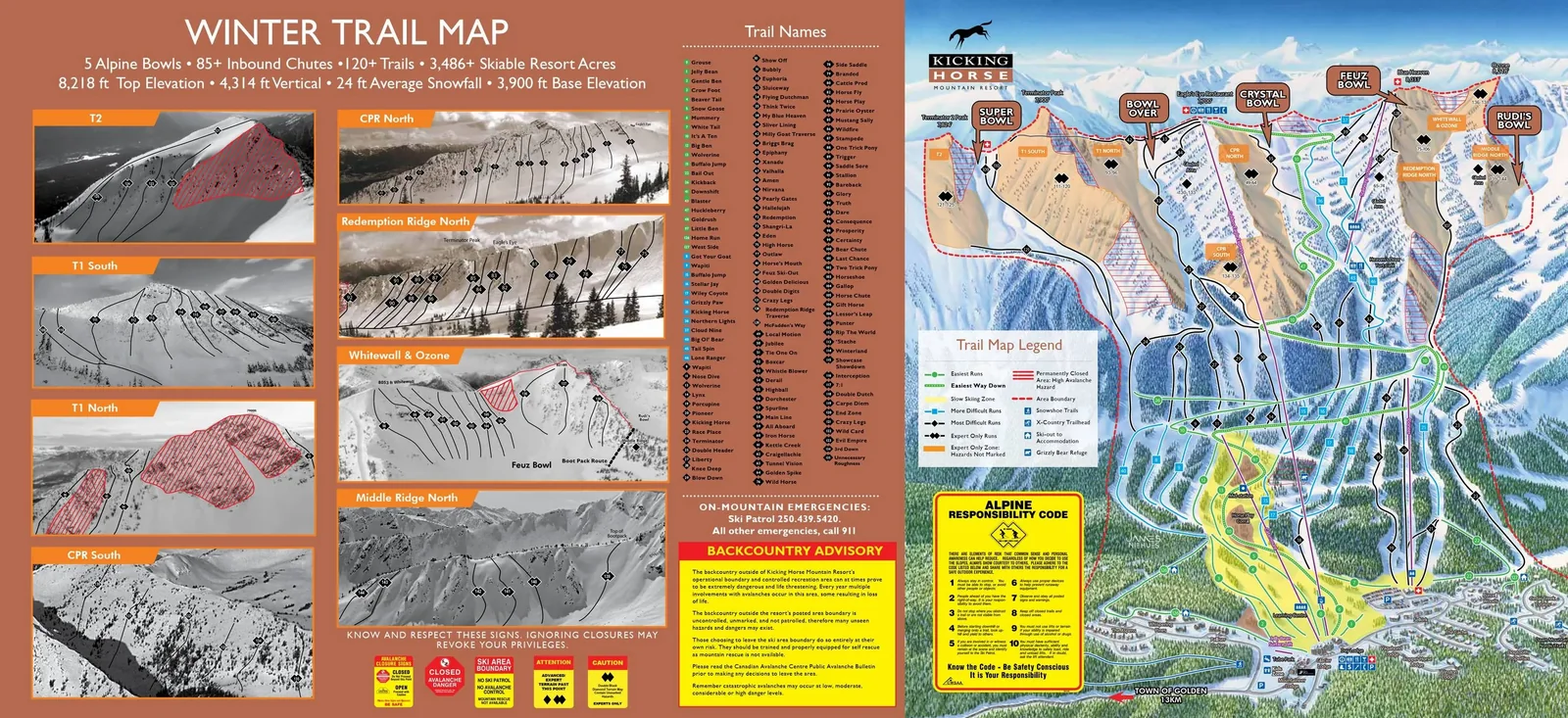 Kicking Horse - Golden ski resort trail map
