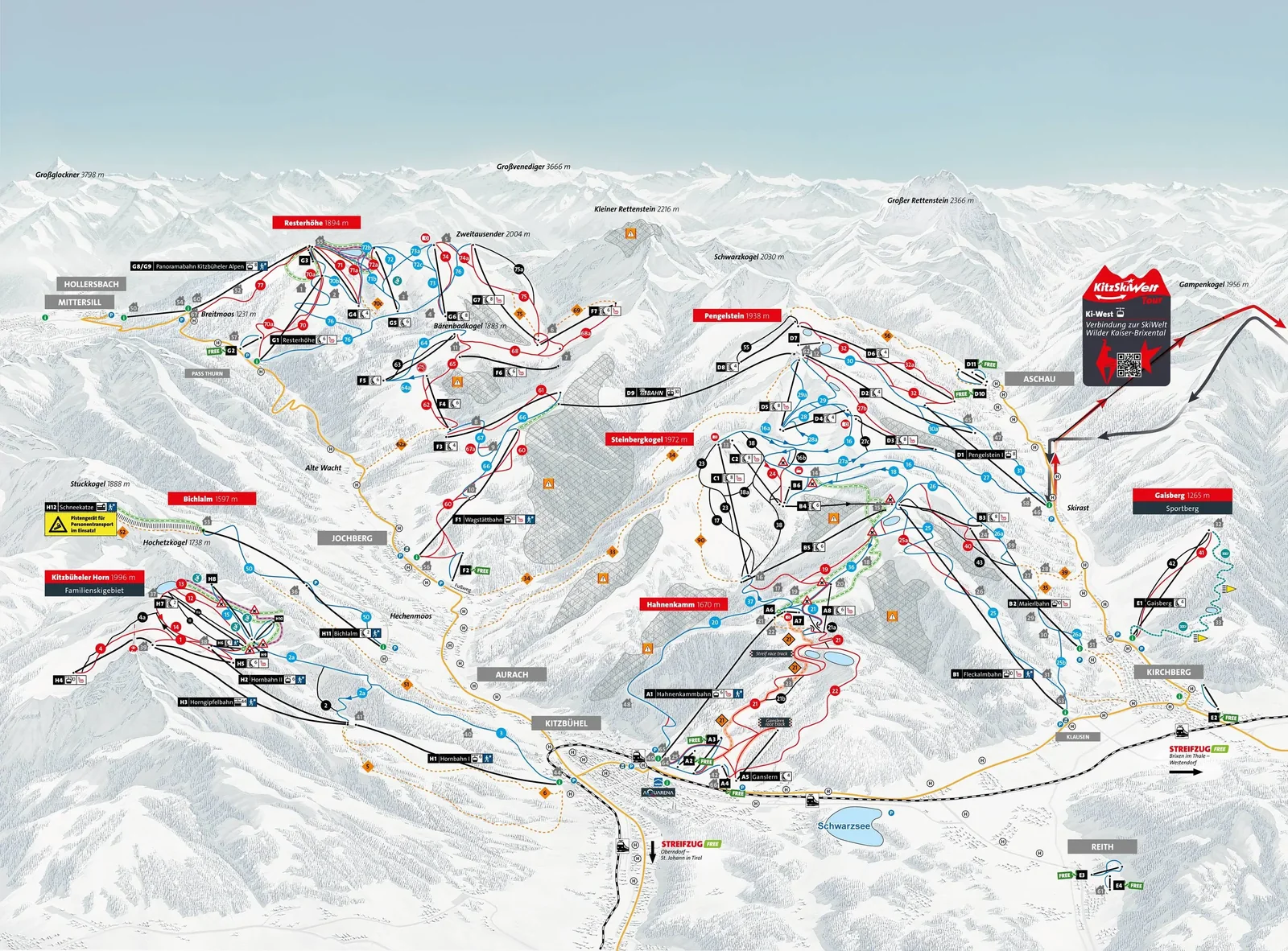 KitzSki - Kitzbühel/Kirchberg ski resort trail map
