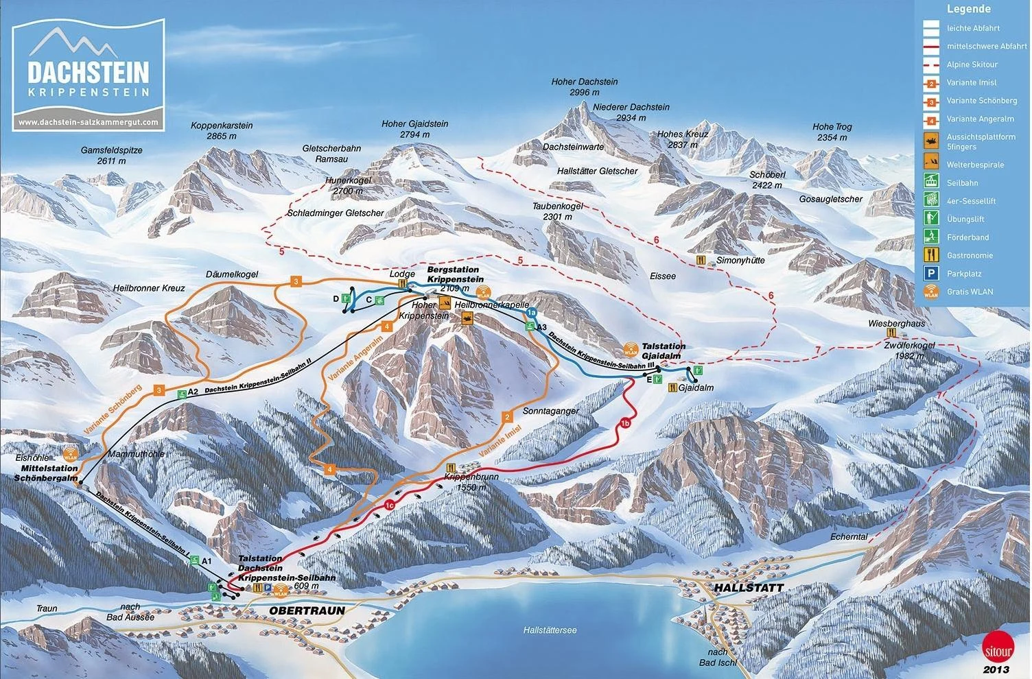 Krippenstein - Obertraun ski resort trail map