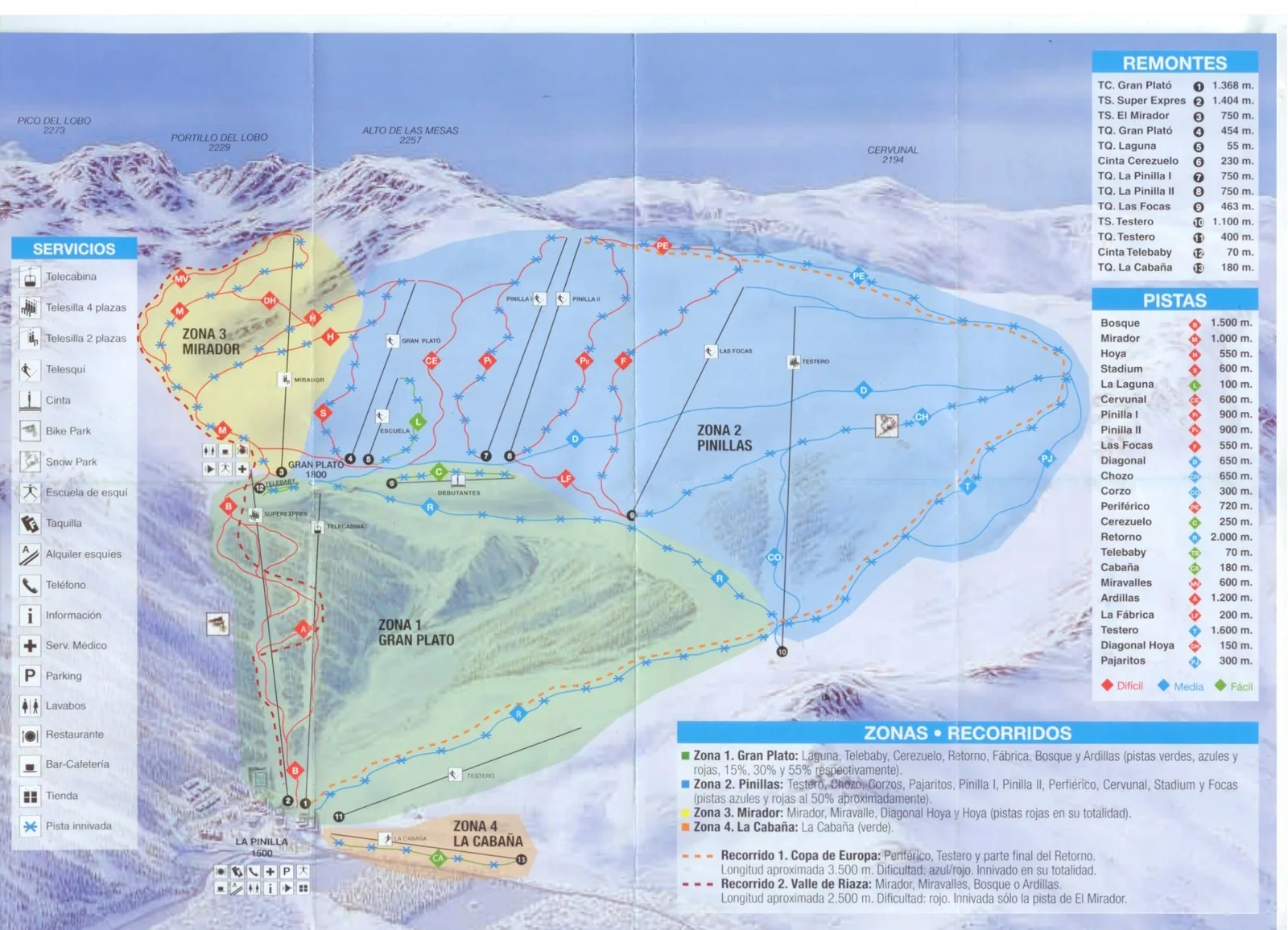 Mapa tras ośrodka La Pinilla
