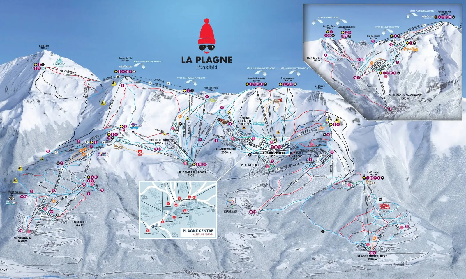 La Plagne (Paradiski) ski resort trail map