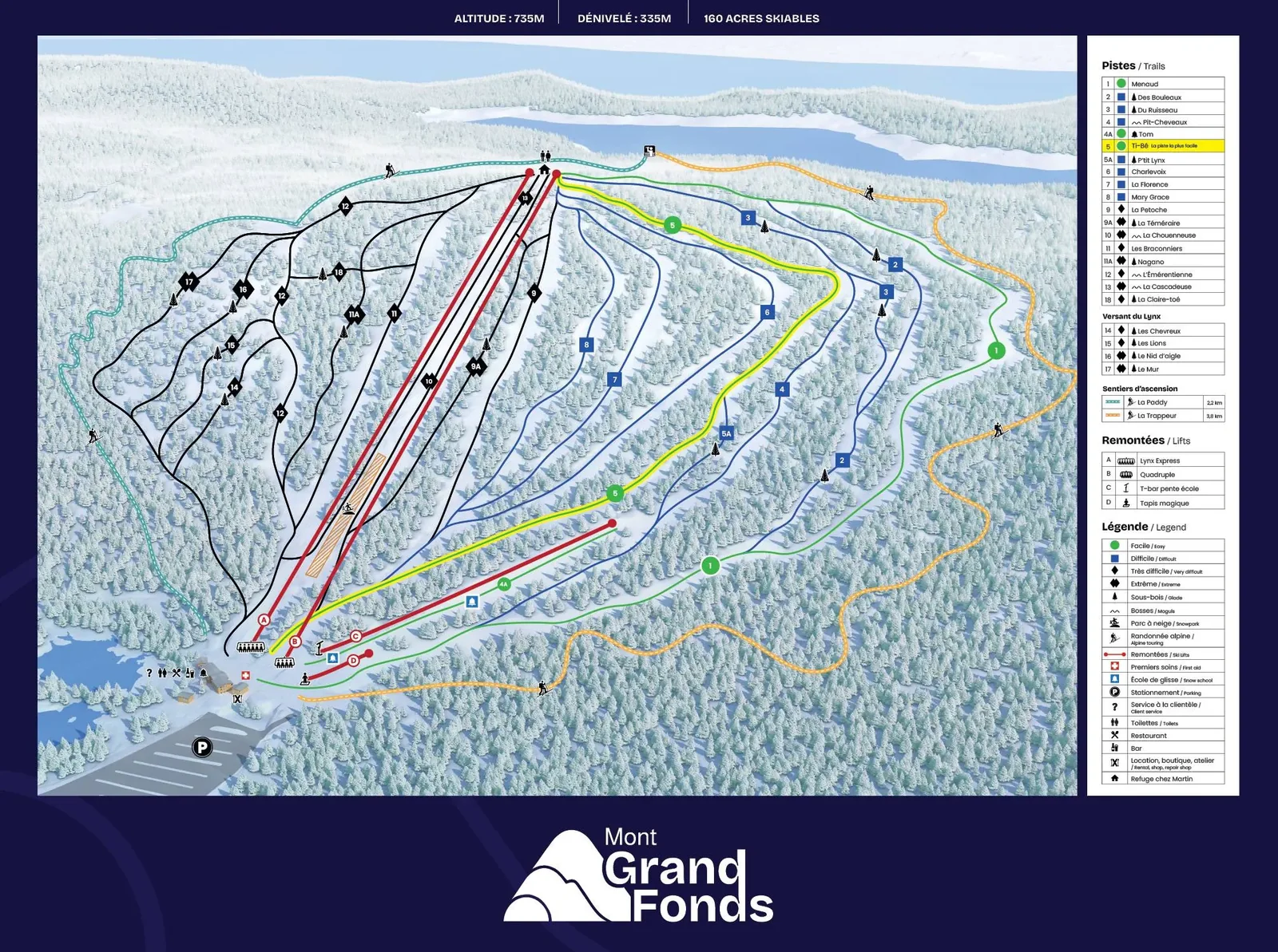 Le Mont Grand-Fonds ski resort trail map