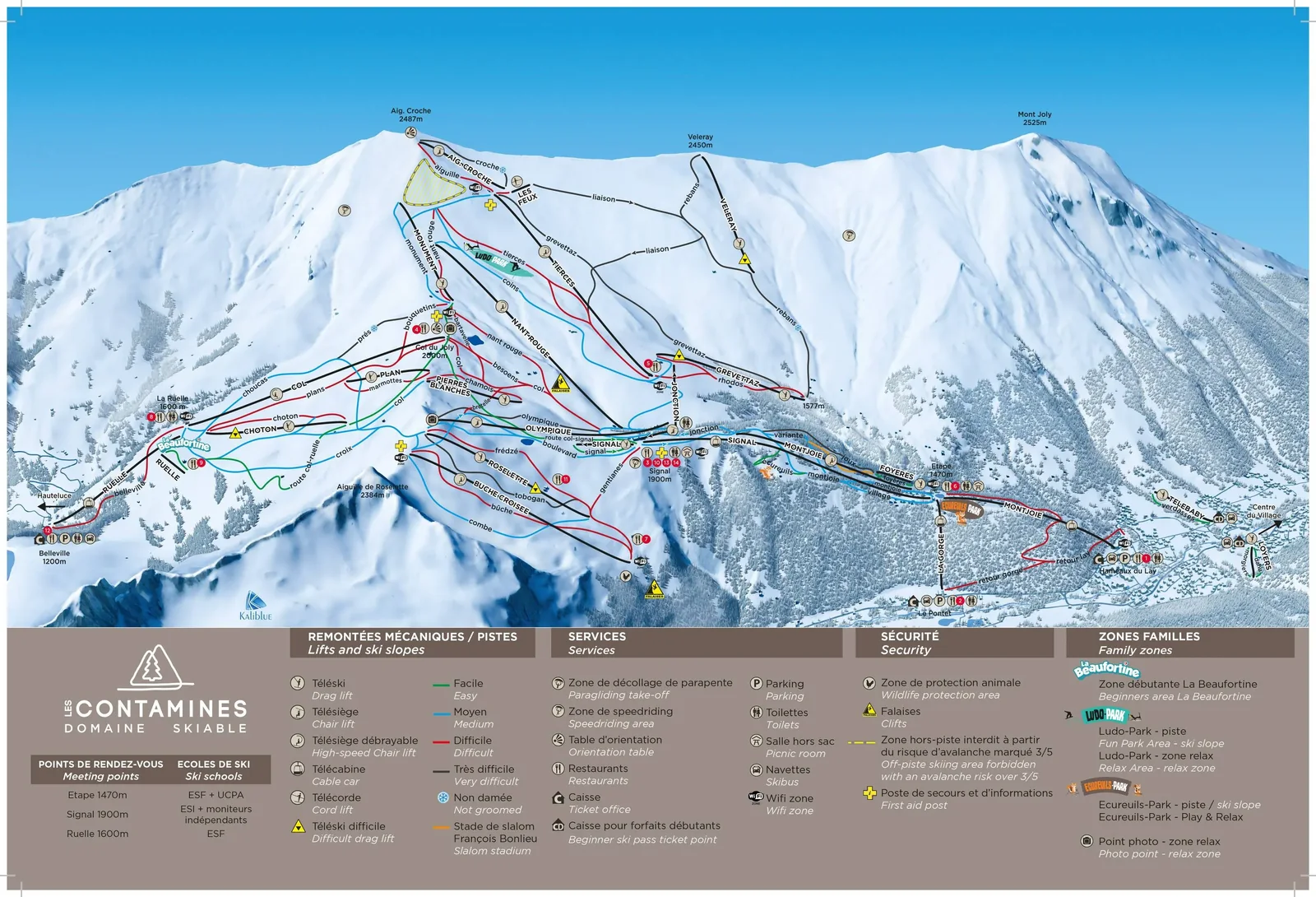 Схема склонов курорта Les Contamines / Hauteluce
