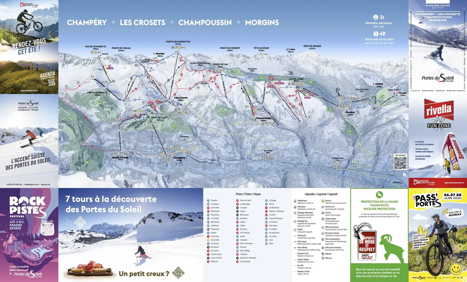 Схема склонов курорта Les Portes du Soleil - Morzine / Avoriaz / Les Gets / Châtel / Morgins / Champéry