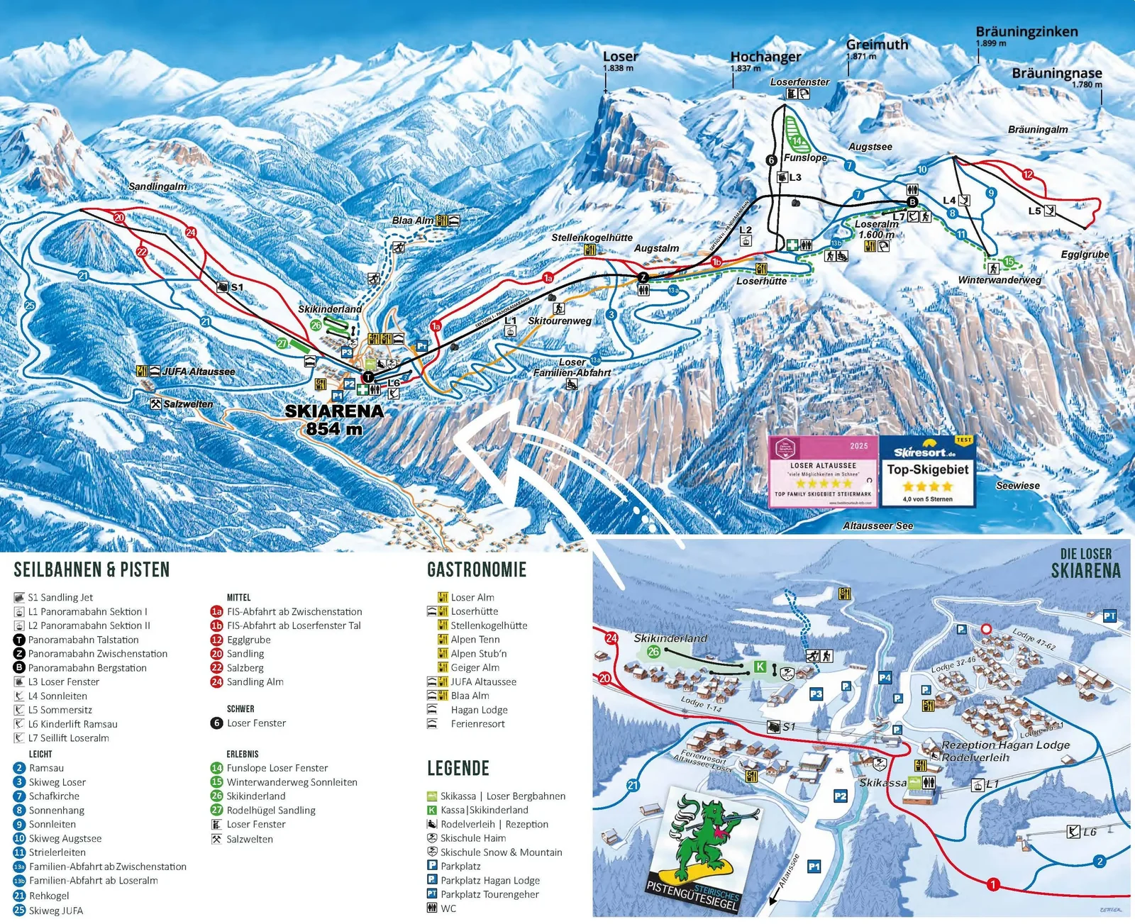 Loser - Altaussee ski resort trail map