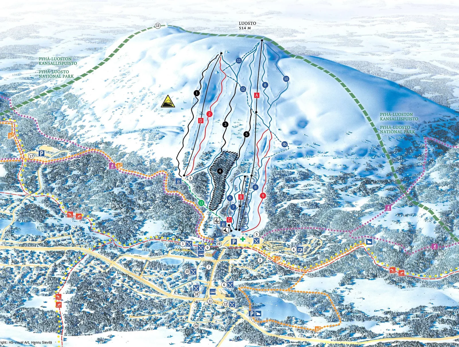 Luosto ski resort trail map