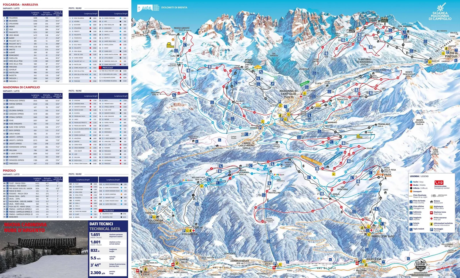 Madonna di Campiglio/Pinzolo/Folgàrida/Marilleva ski resort trail map