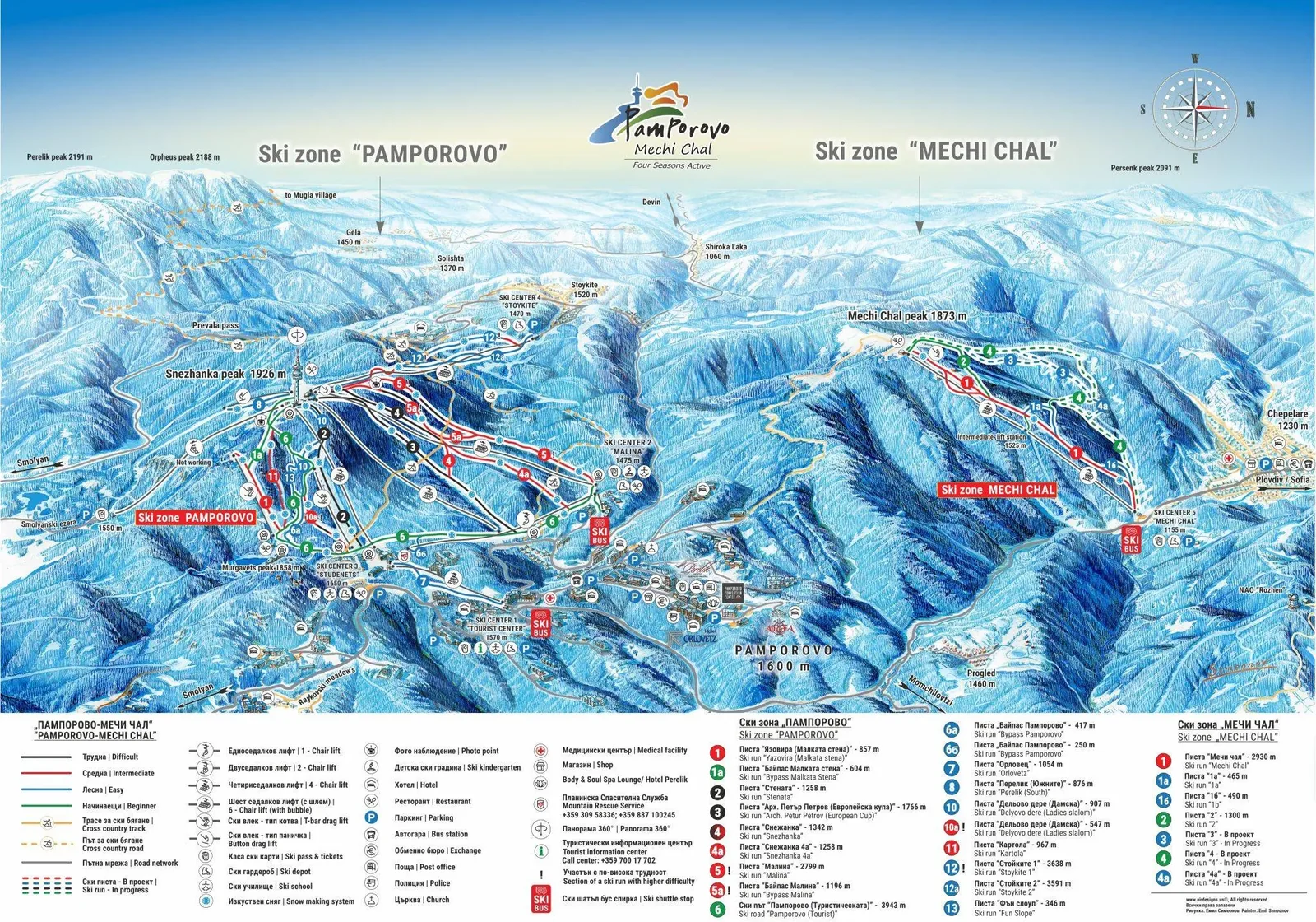 Mechi Chal - Chepelare ski resort trail map