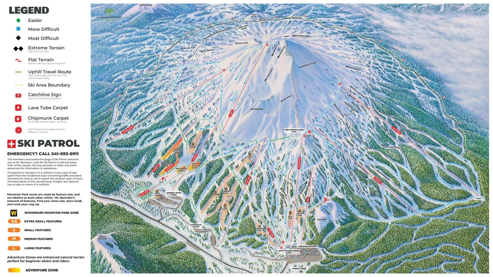 Mt. Bachelor ski resort trail map