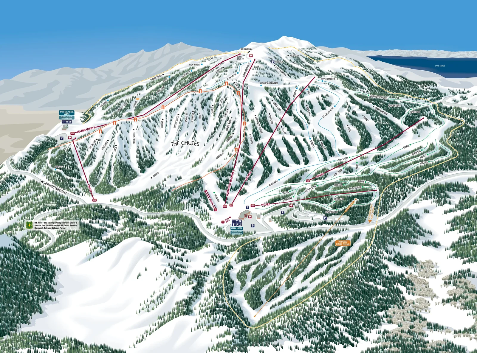 Схема склонов курорта Mt. Rose - Ski Tahoe