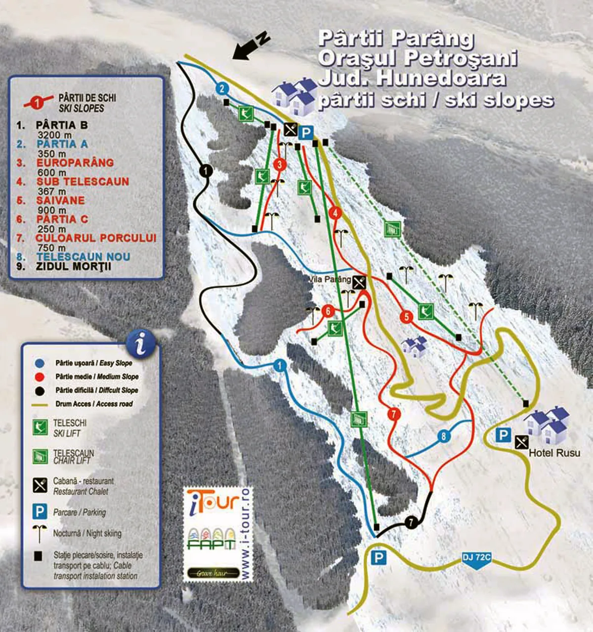 Mapa tras ośrodka Parâng