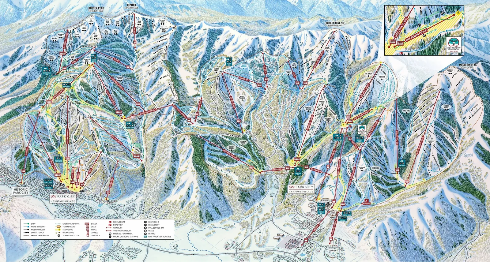 Схема склонов курорта Парк-Сити