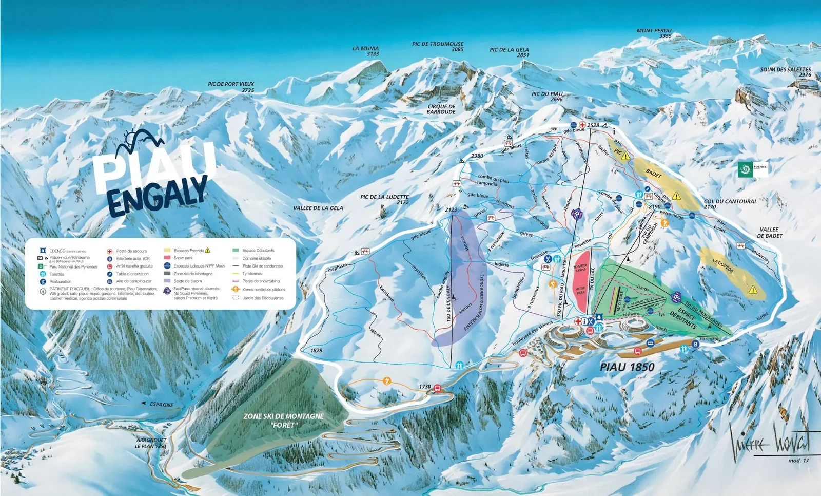 Схема склонов курорта Piau Engaly