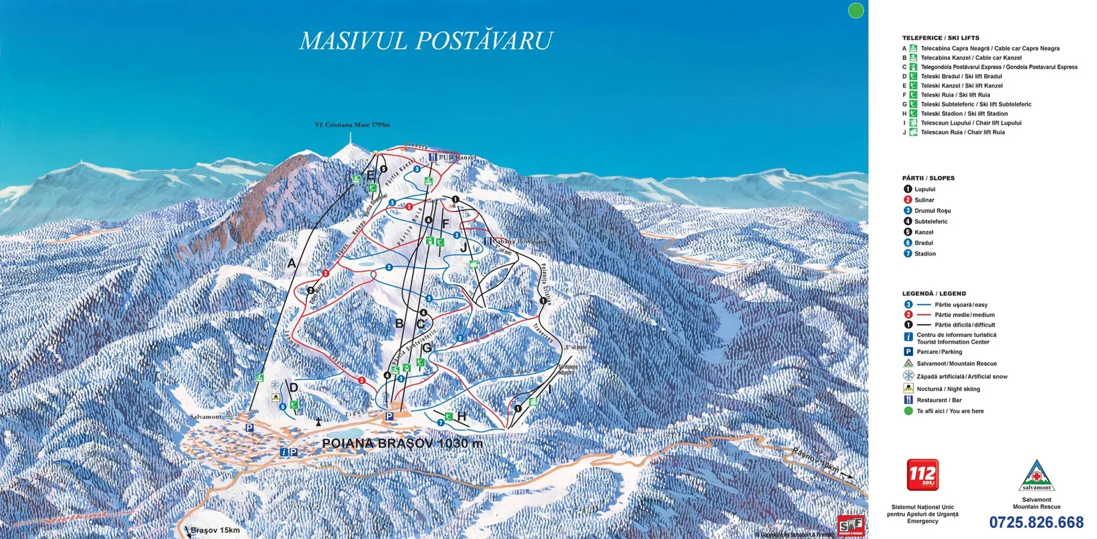 Poiana Brașov ski resort trail map