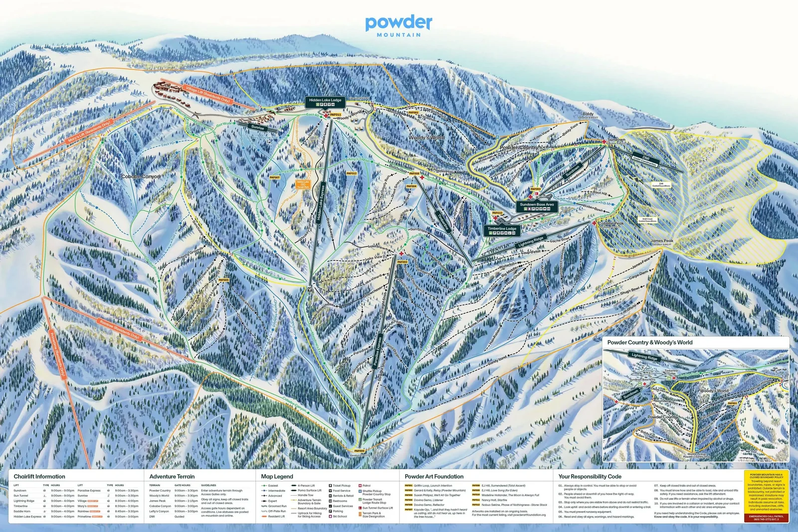 Схема склонов курорта Powder Mountain