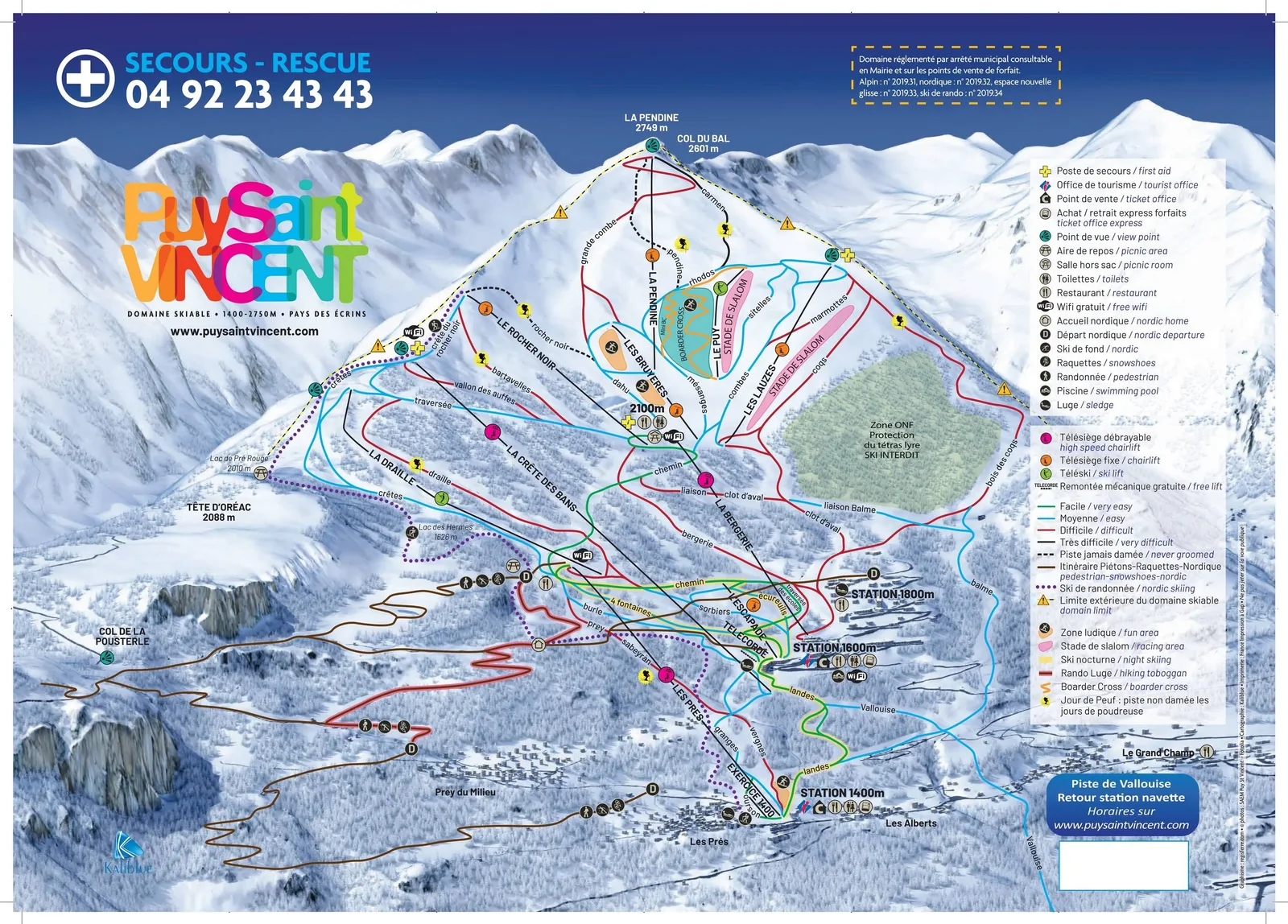 Схема склонов курорта Puy Saint Vincent