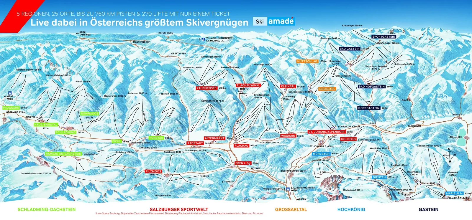Radstadt/Altenmarkt ski resort trail map